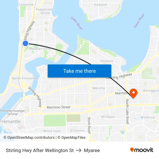 Stirling Hwy After Wellington St to Myaree map