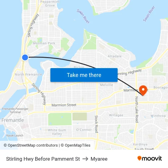 Stirling Hwy Before Pamment St to Myaree map