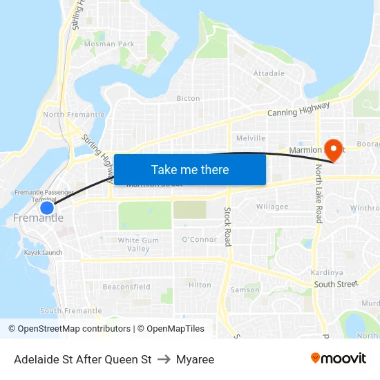 Adelaide St After Queen St to Myaree map