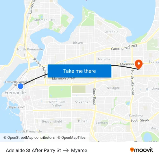 Adelaide St After Parry St to Myaree map