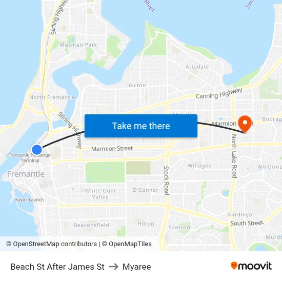 Beach St After James St to Myaree map