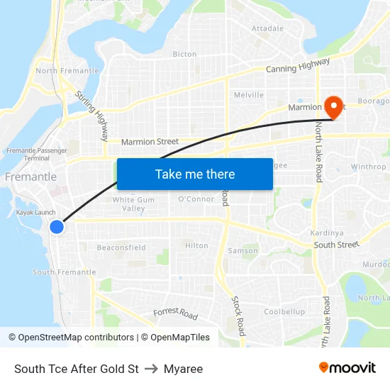 South Tce After Gold St to Myaree map