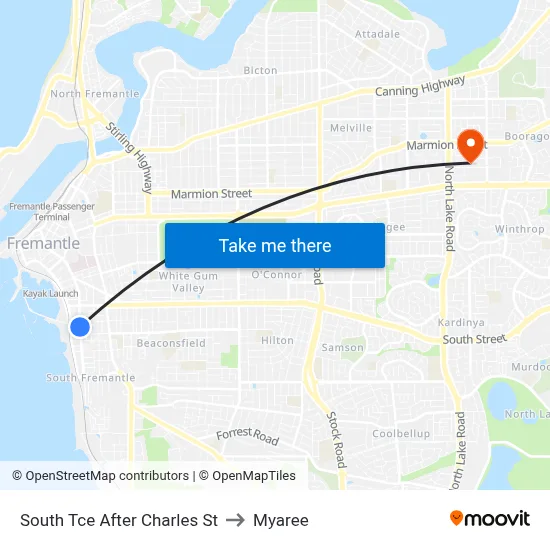 South Tce After Charles St to Myaree map