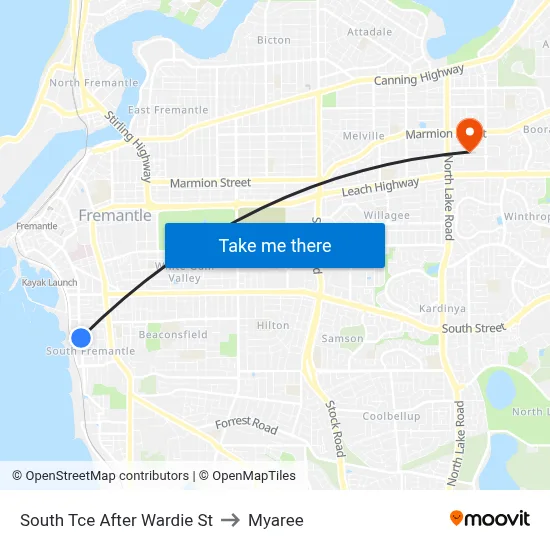 South Tce After Wardie St to Myaree map