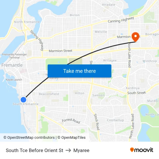 South Tce Before Orient St to Myaree map