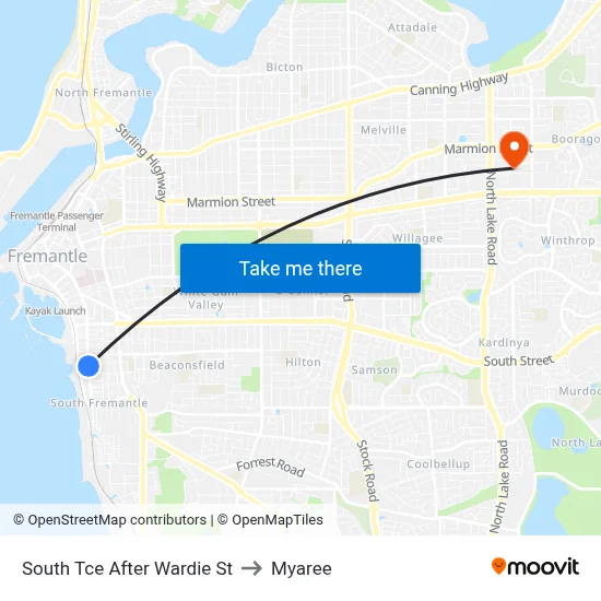 South Tce After Wardie St to Myaree map