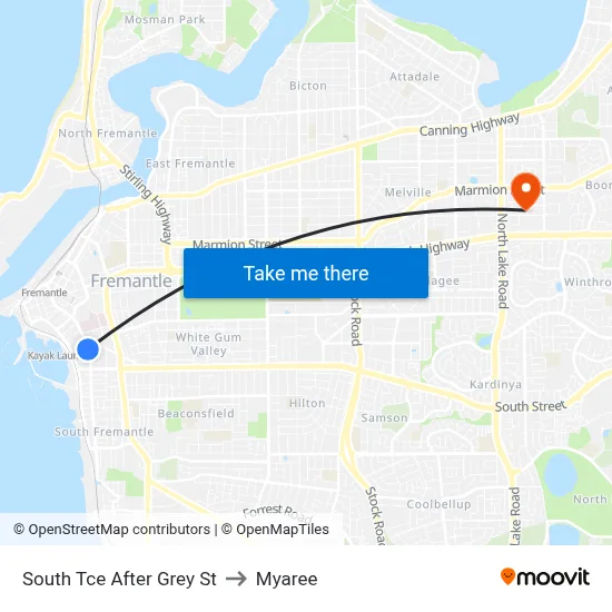 South Tce After Grey St to Myaree map