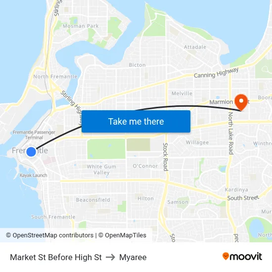 Market St Before High St to Myaree map
