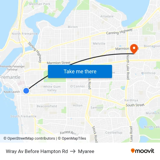 Wray Av Before Hampton Rd to Myaree map