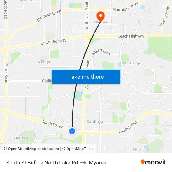 South St Before North Lake Rd to Myaree map