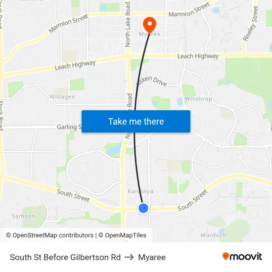 South St Before Gilbertson Rd to Myaree map