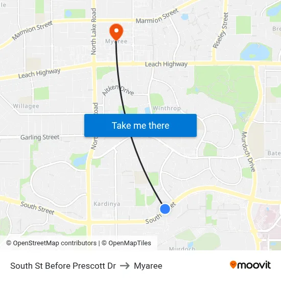 South St Before Prescott Dr to Myaree map