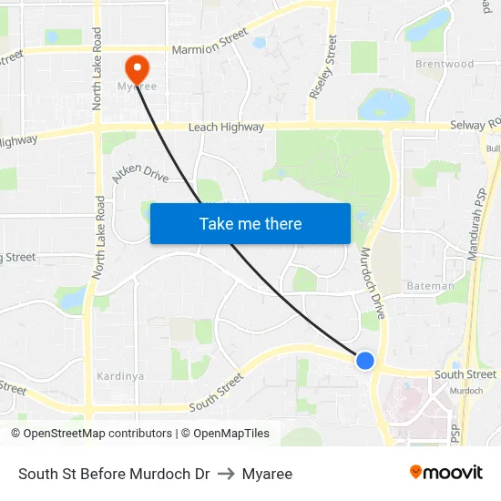 South St Before Murdoch Dr to Myaree map