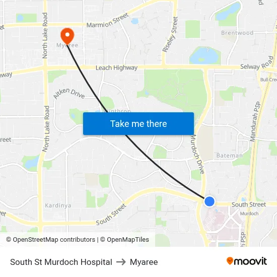 South St Murdoch Hospital to Myaree map