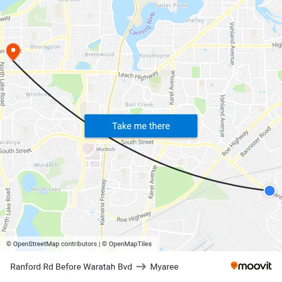 Ranford Rd Before Waratah Bvd to Myaree map