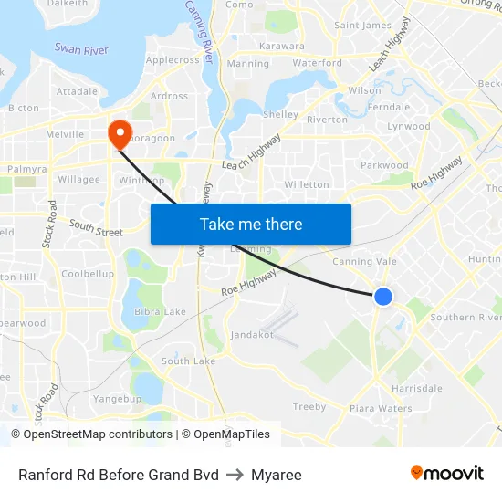 Ranford Rd Before Grand Bvd to Myaree map
