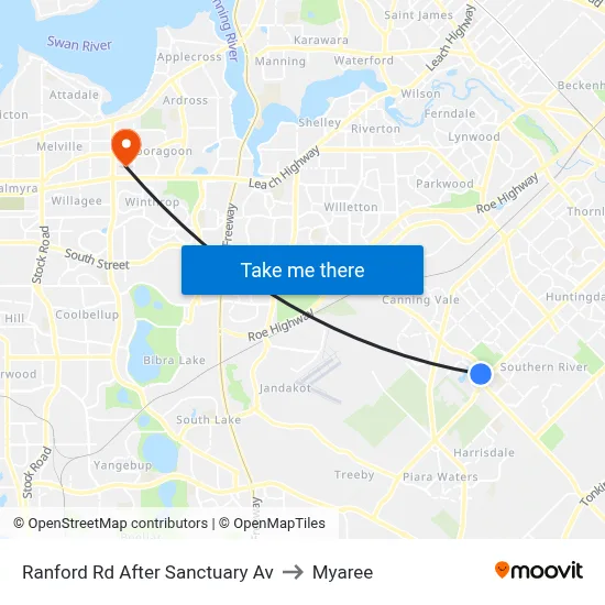 Ranford Rd After Sanctuary Av to Myaree map