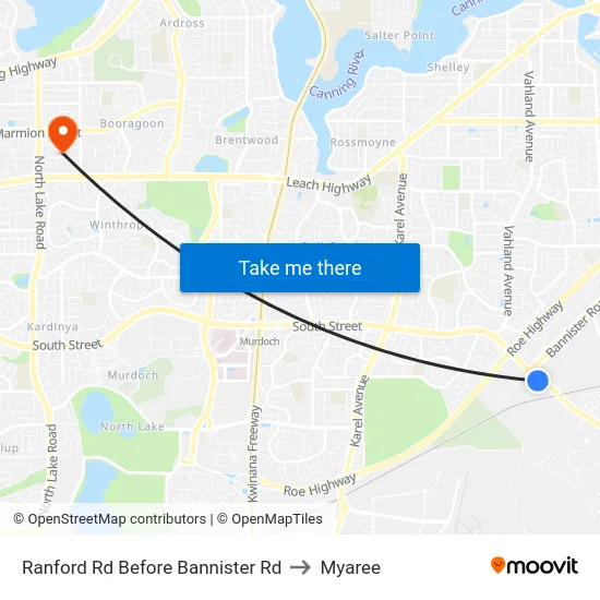 Ranford Rd Before Bannister Rd to Myaree map