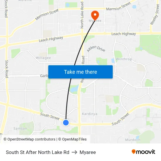 South St After North Lake Rd to Myaree map