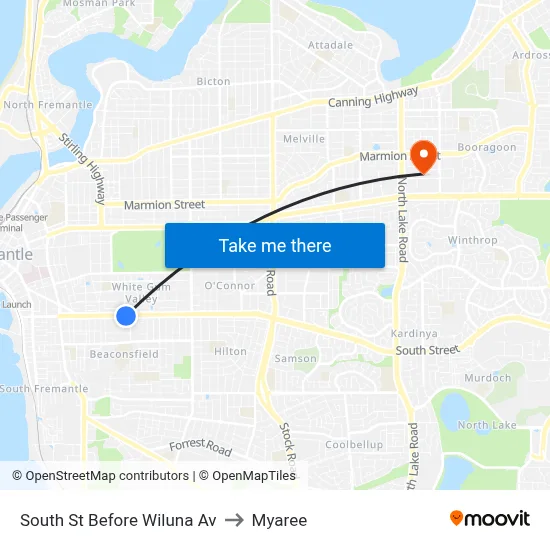South St Before Wiluna Av to Myaree map