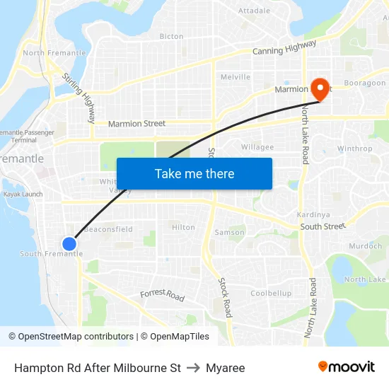 Hampton Rd After Milbourne St to Myaree map