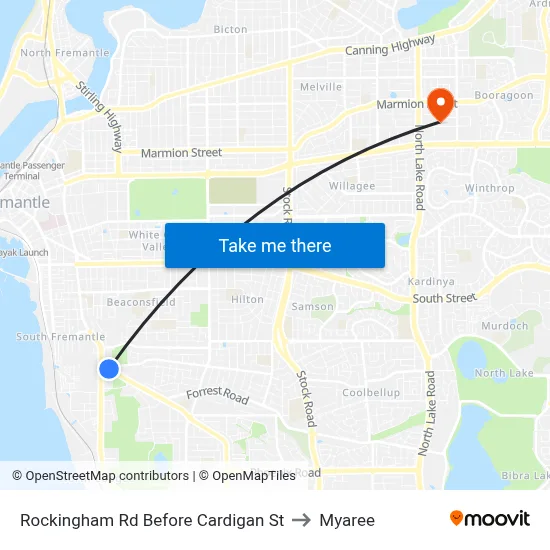 Rockingham Rd Before Cardigan St to Myaree map