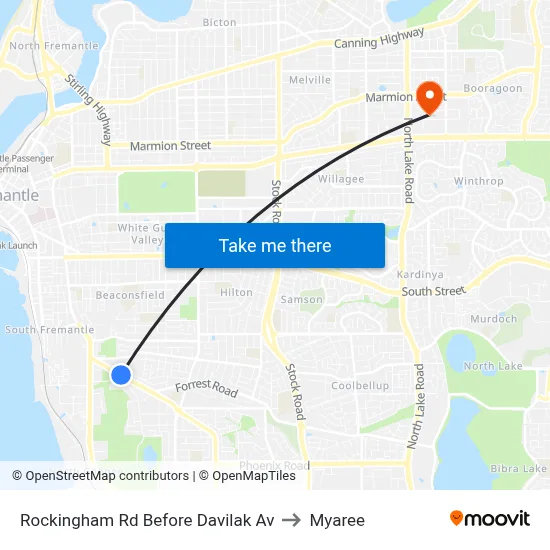 Rockingham Rd Before Davilak Av to Myaree map