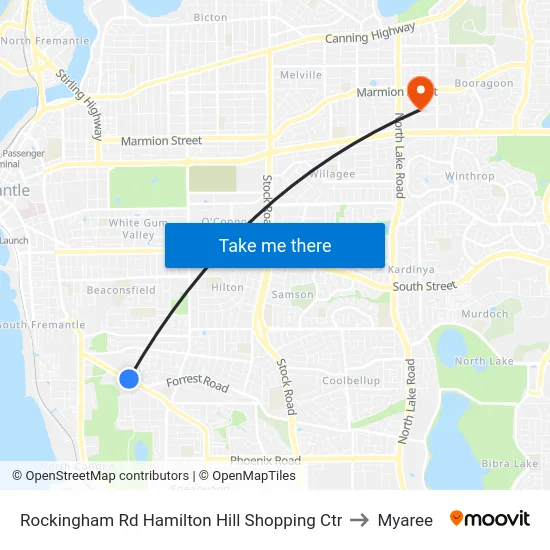 Rockingham Rd Hamilton Hill Shopping Ctr to Myaree map