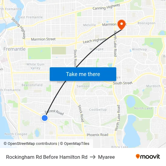 Rockingham Rd Before Hamilton Rd to Myaree map