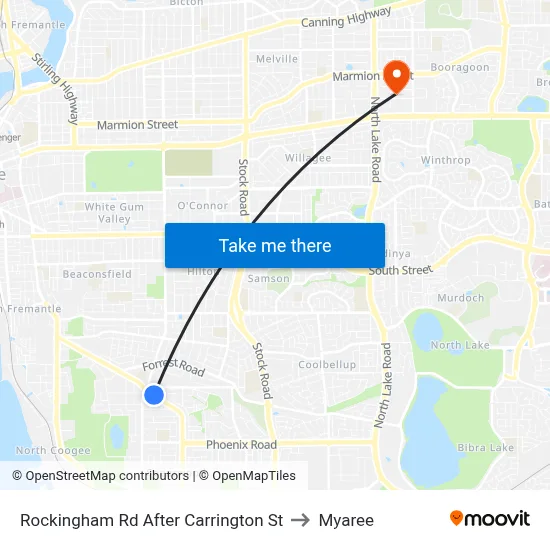Rockingham Rd After Carrington St to Myaree map