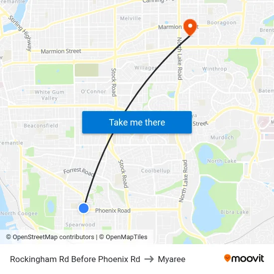 Rockingham Rd Before Phoenix Rd to Myaree map
