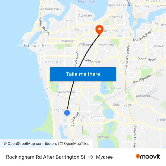 Rockingham Rd After Barrington St to Myaree map