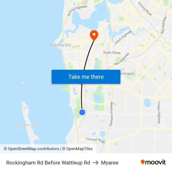 Rockingham Rd Before Wattleup Rd to Myaree map