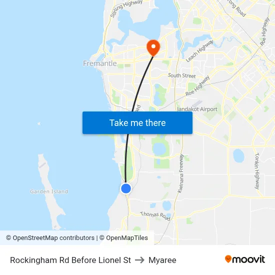 Rockingham Rd Before Lionel St to Myaree map