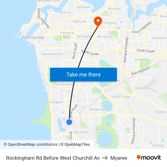 Rockingham Rd Before West Churchill Av to Myaree map