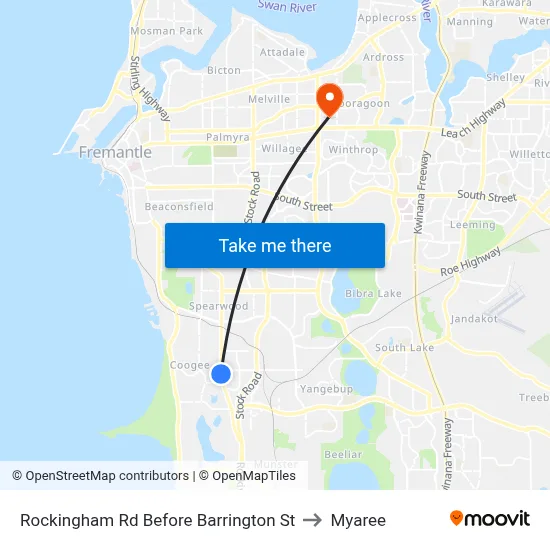 Rockingham Rd Before Barrington St to Myaree map