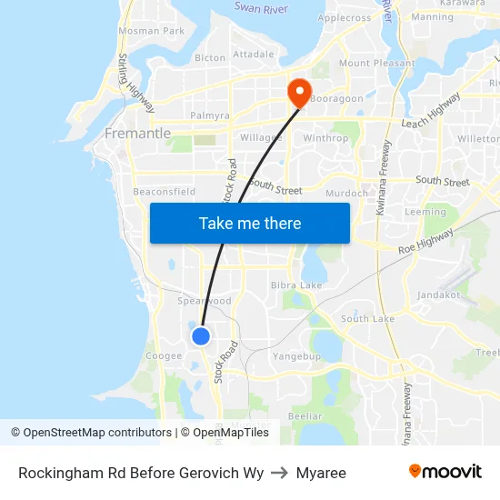 Rockingham Rd Before Gerovich Wy to Myaree map