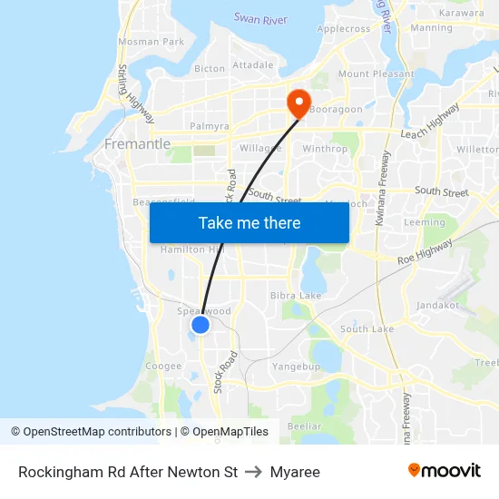 Rockingham Rd After Newton St to Myaree map