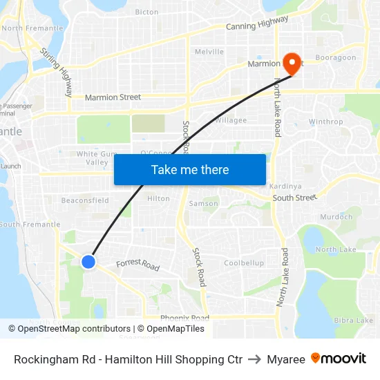 Rockingham Rd - Hamilton Hill Shopping Ctr to Myaree map