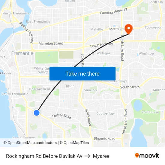Rockingham Rd Before Davilak Av to Myaree map