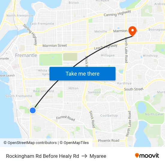 Rockingham Rd Before Healy Rd to Myaree map