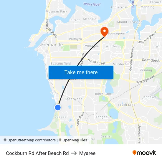 Cockburn Rd After Beach Rd to Myaree map