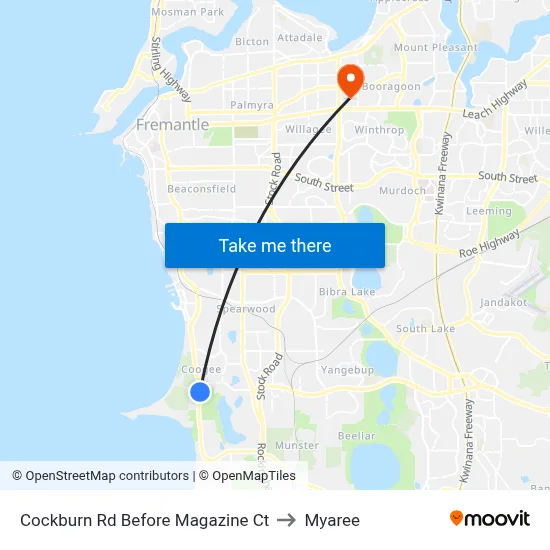 Cockburn Rd Before Magazine Ct to Myaree map