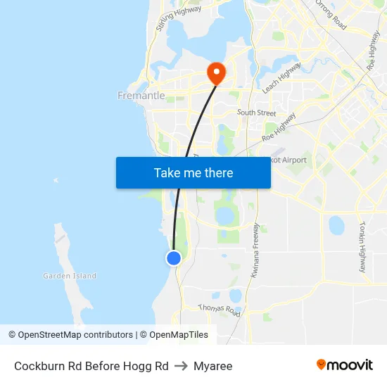 Cockburn Rd Before Hogg Rd to Myaree map
