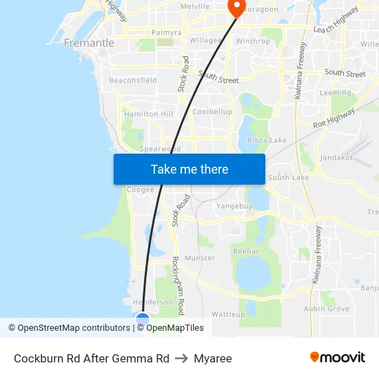 Cockburn Rd After Gemma Rd to Myaree map