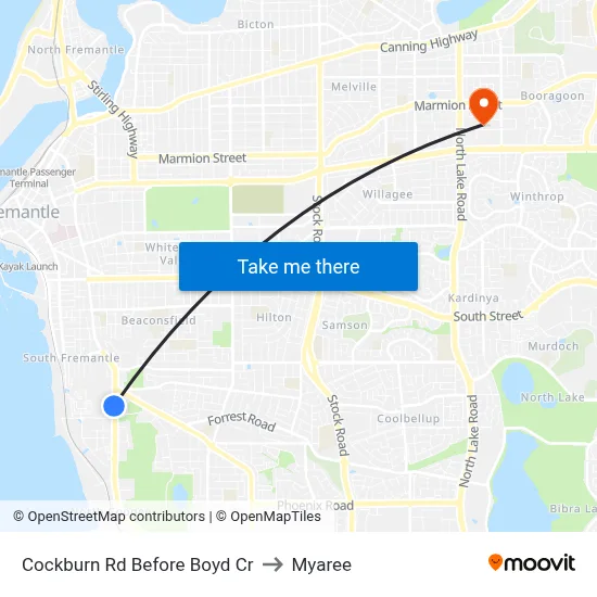 Cockburn Rd Before Boyd Cr to Myaree map