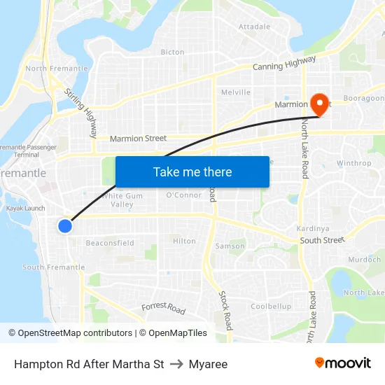 Hampton Rd After Martha St to Myaree map
