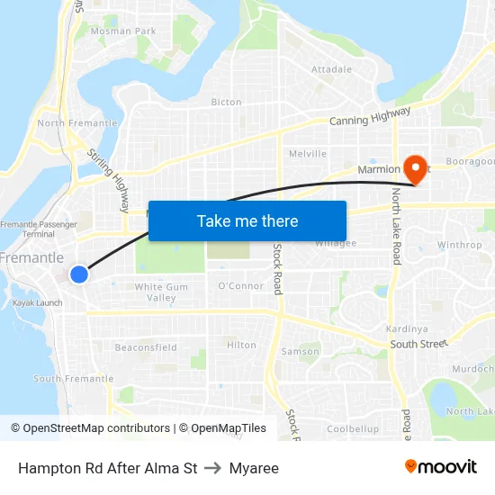 Hampton Rd After Alma St to Myaree map