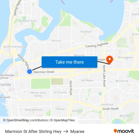 Marmion St After Stirling Hwy to Myaree map
