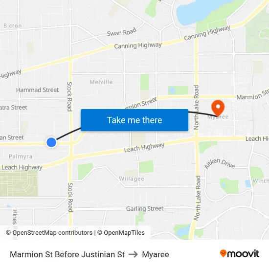 Marmion St Before Justinian St to Myaree map